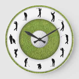 Golf Club Golfer Figure Grass Design Clock
