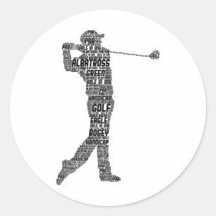 Golf Club Golfer Golfing Men Boys Kids 1  Classic Round Sticker