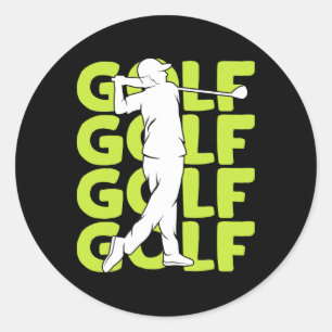 Golf Club Golfing Golfer Kids Boys Men 1 Classic Round Sticker