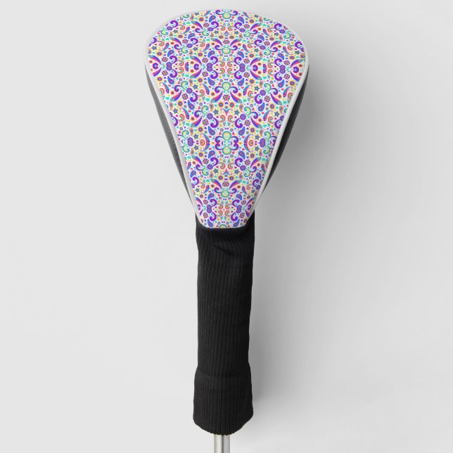 Golf club headcover with a colourful floral patter (Front)