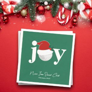 Golf Club Holiday Joy Typography Festive Green Napkin