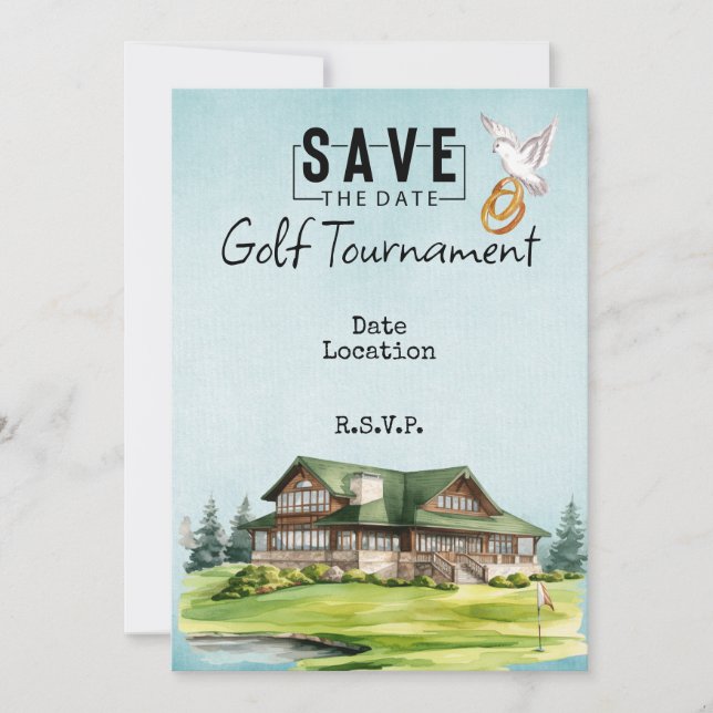 Golf Club house for wedding save the date Invitation (Front)