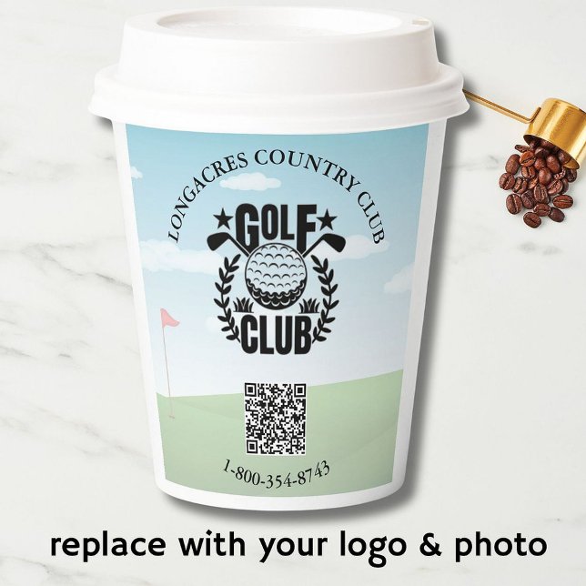 Golf Club League Photo Custom Logo QR Code    Paper Cups (Creator Uploaded)
