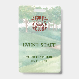 Golf Club League Photo Logo Event Staff ID Badge