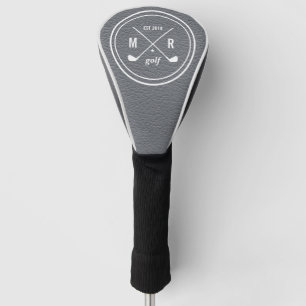 Golf Club logo monogram Grey leather Head Cover