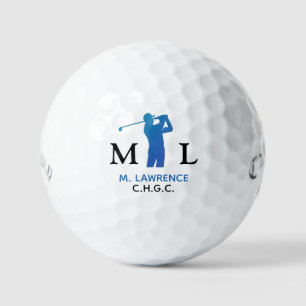 Golf Club Name Abbreviation Blue Monogram  Balls