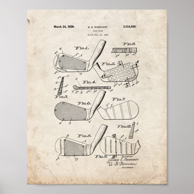 Golf Club Patent - Old Look Poster (Front)