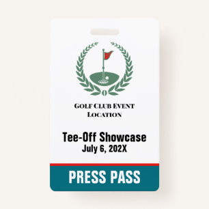 Golf Club Special Tournament Custom Event Pass ID Badge