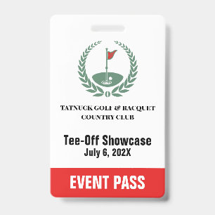 Golf Club Special Tournament Event Pass ID Badge