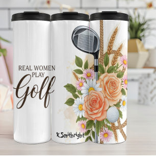 Golf Club with Floral Arrangement Thermal Tumbler