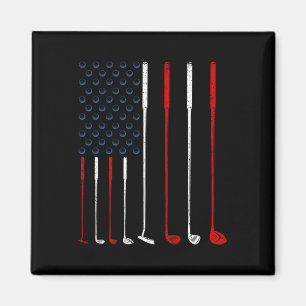 Golf Clubs American Flag Magnet