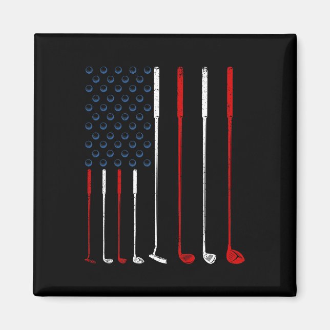 Golf Clubs American Flag  Magnet (Front)