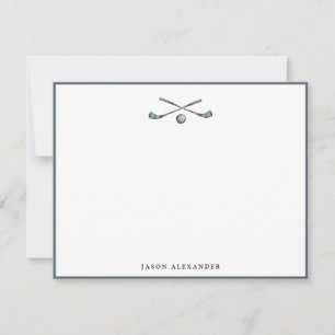 Golf clubs and Ball Grey Flat Thank You Card