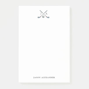 Golf clubs and Ball with Initials Flat Post-it Notes