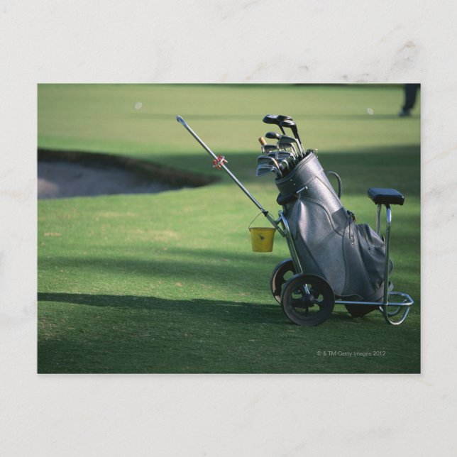 Golf clubs and golf bag postcard (Front)