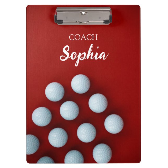 Golf Clubs Art Golf Coach Name For Golf Players Clipboard (Front)