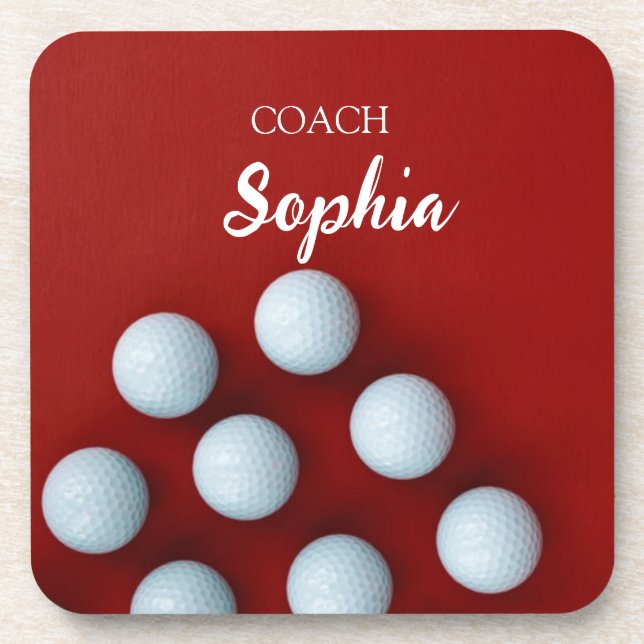 Golf Clubs Art Golf Coach Name For Golf Players Coaster (Front)