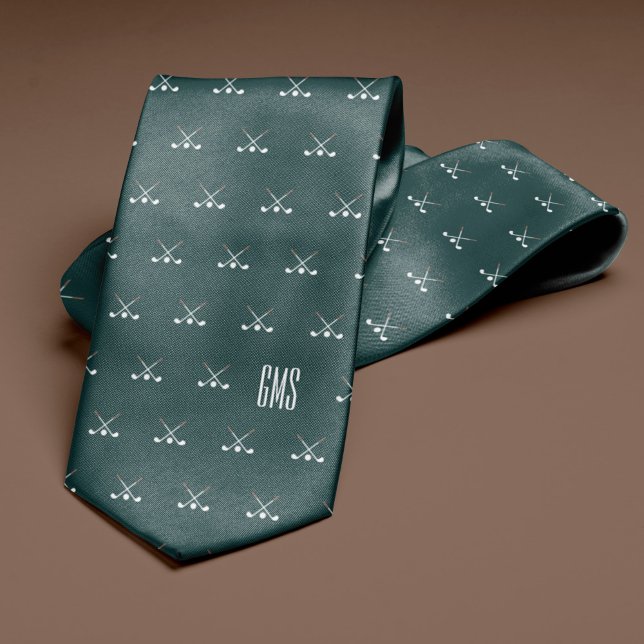 Golf Clubs Monogrammed Dark Green Tie (Creator Uploaded)