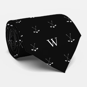 Golf Clubs Monogrammed Initials Black and White Tie