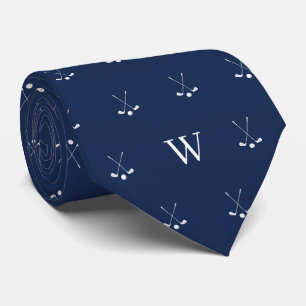 Golf Clubs Monogrammed Initials Navy and White Tie