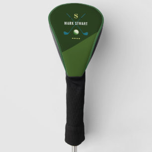 golf clubs, name + initial on green monogrammed  golf head cover