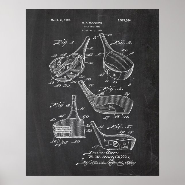 Golf Clubs Patent Poster (Front)