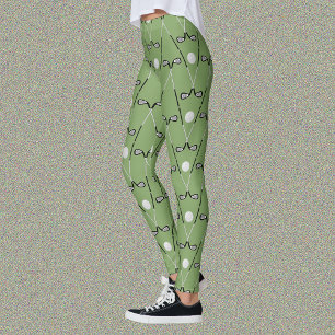 Golf clubs pattern soft green leggings