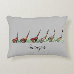 Golf clubs, Swingers" pillow
