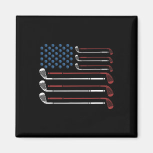 Golf Clubs Usa Flag Red White And Blue Magnet