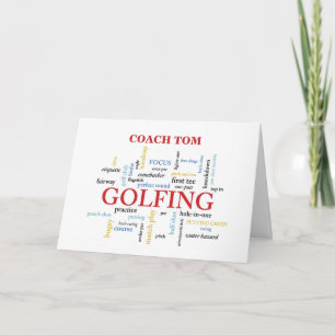 Golf Coach Custom Name Thank You in Words Card