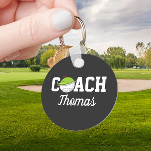 Golf Coach Golfer Ball Typography Personalised  Key Ring