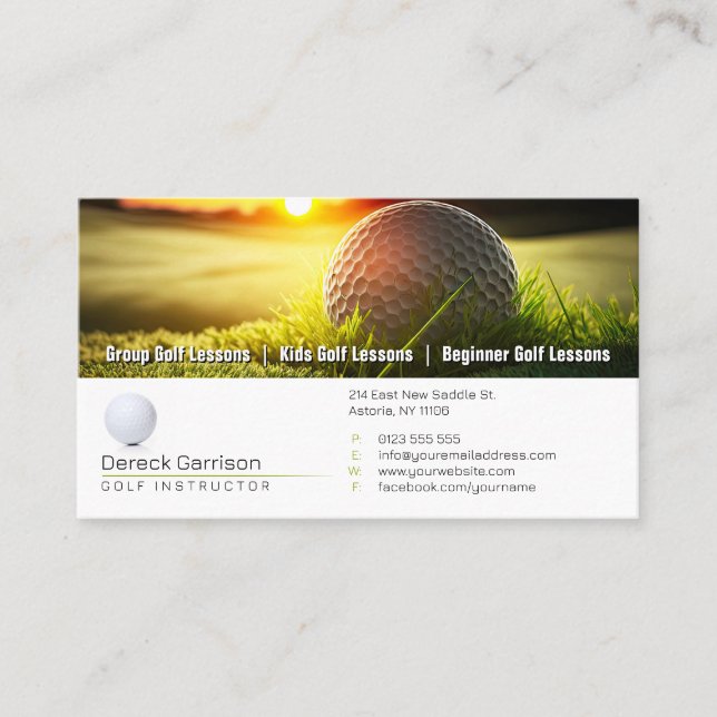 Golf Coach | Professional Golf Instructor Business Card (Front)