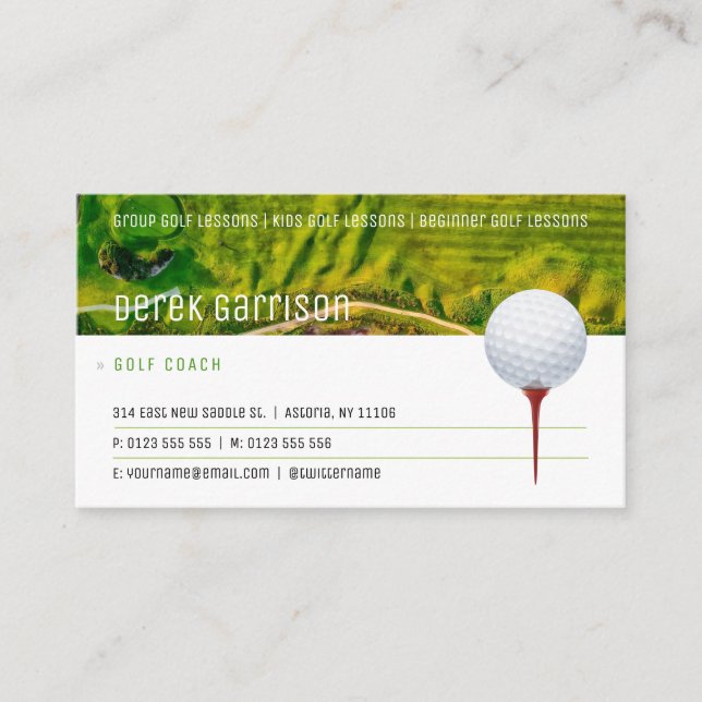 Golf Coach | Professional Golf Instructor Lesson Business Card (Front)