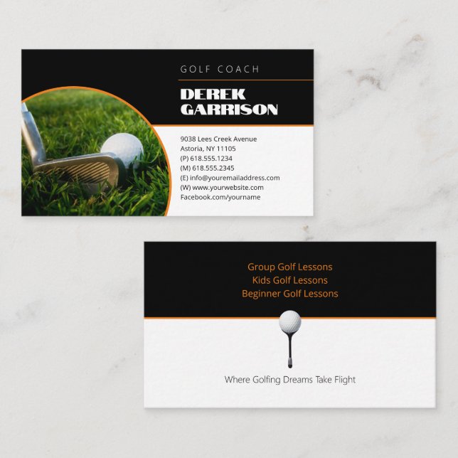Golf Coach | Professional Golf Instructor Lesson Business Card (Front/Back)