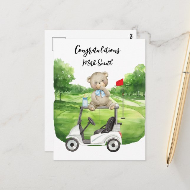 Golf Congratulations for Baby Golfer It's Boy Card (Front/Back In Situ)