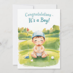 Golf Congratulations It’s a Boy Card Baby Golfer