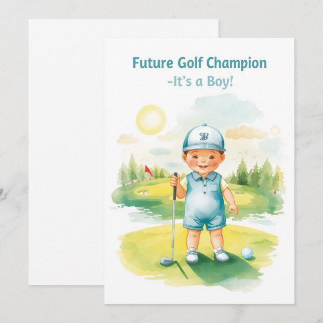 Golf Congratulations It’s a Boy Card | Baby Golfer (Front/Back)