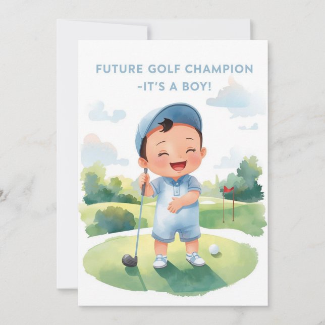 Golf Congratulations It’s a Boy Card | Baby Golfer (Front)