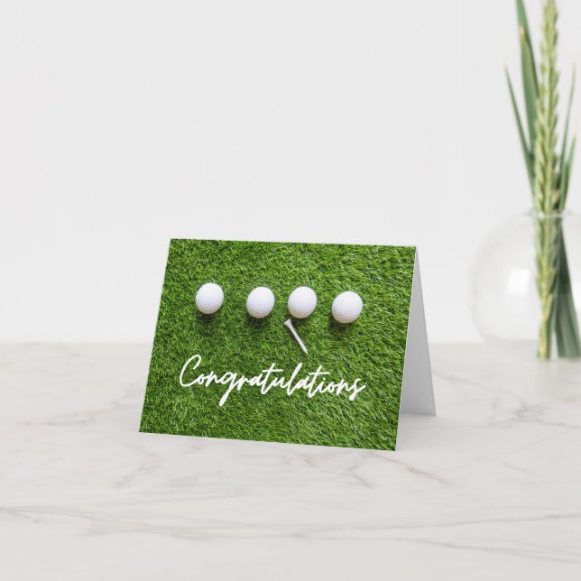Golf Congratulations with balls on green grass  Card (Front)