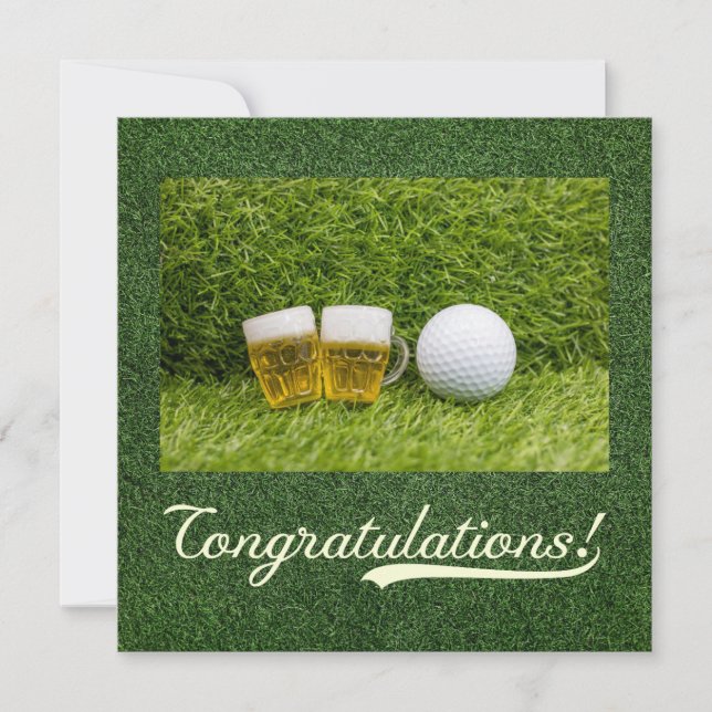 Golf Congratulations with beer on green (Front)