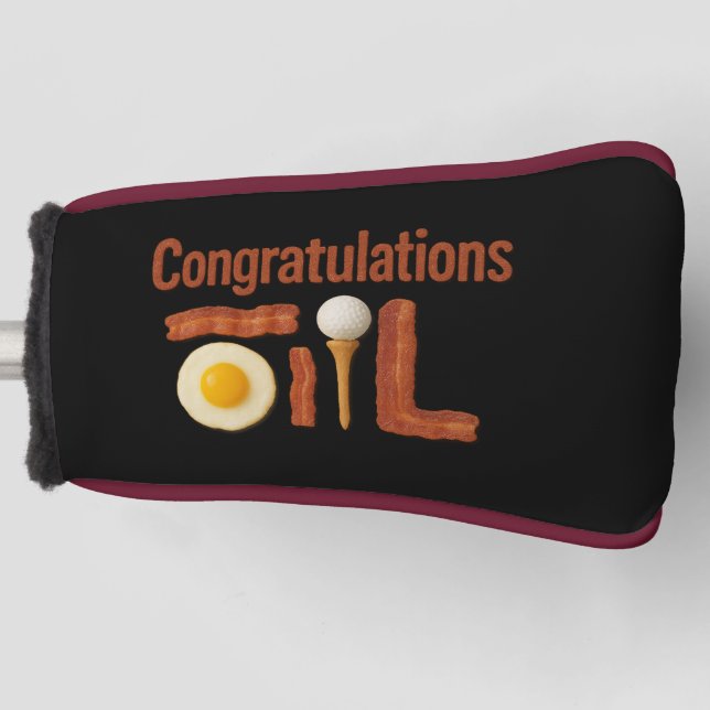 Golf Congratulations with Breakfast themed Head Cover (Front)