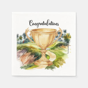 Golf Congratulations with golden cup celebration Napkin