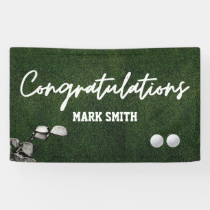 Golf Congratulations with golf ball on green Banner