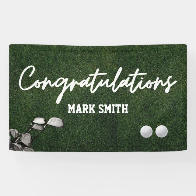 Golf Congratulations with golf ball on green Banner (Horizontal)
