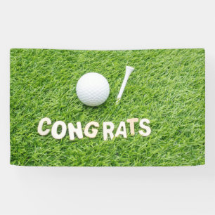 Golf Congratulations with golf ball on green Banner