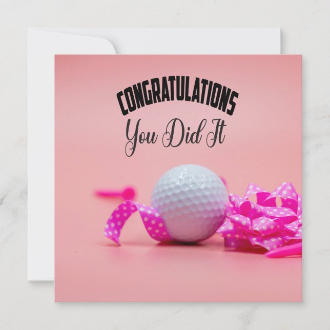 Golf Congratulations you did it  lady golfer pink (Front)