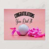Golf Congratulations you did it  lady golfer pink