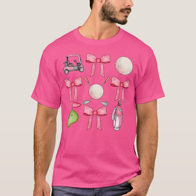 Golf Coquette Bow Golf Ball Mum Game Day Golfing G T-Shirt (Front)