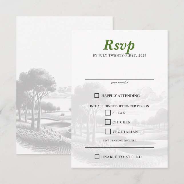 Golf Couple Food Choices RSVP Card (Front/Back)