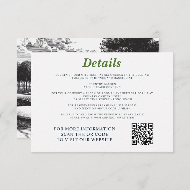 Golf Couple Wedding Enclosure Card (Front/Back)